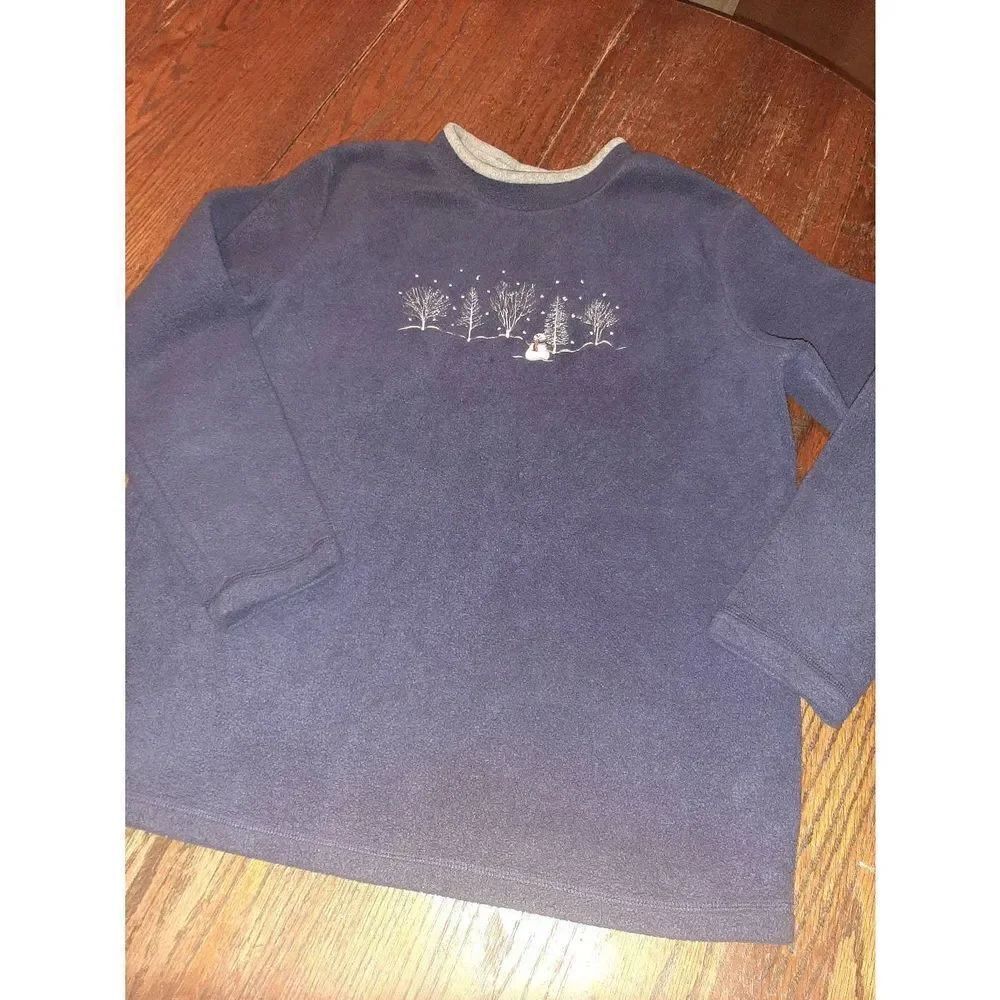 Large Croft & Barrow Long Sleeve Fleece Shirt Top Snowman Christmas Holiday